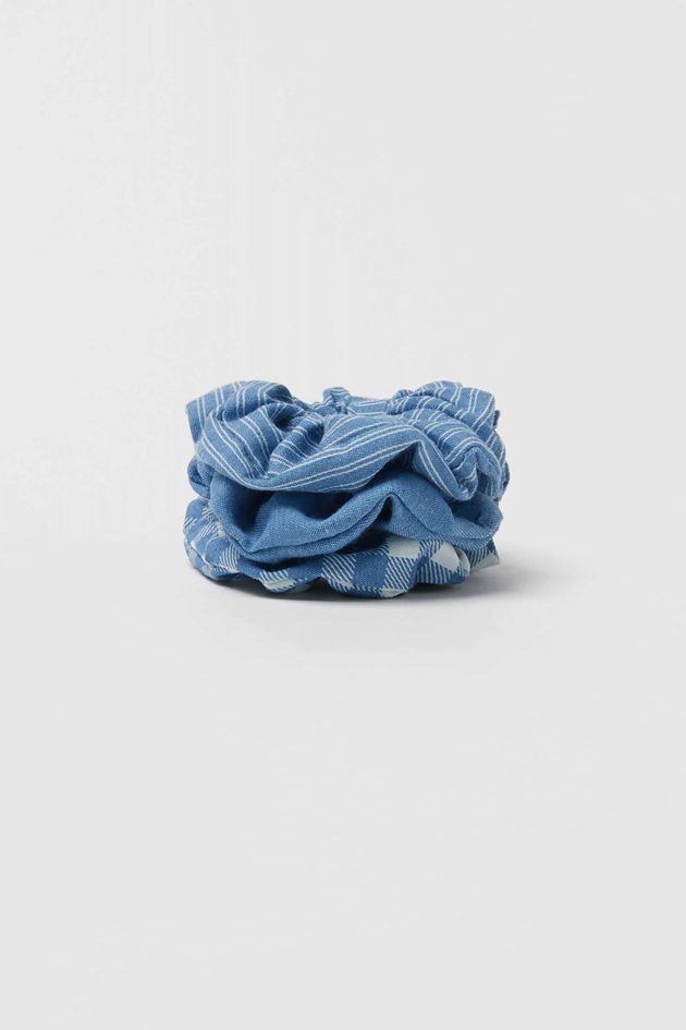 Pack of Three Denim Scrunchies